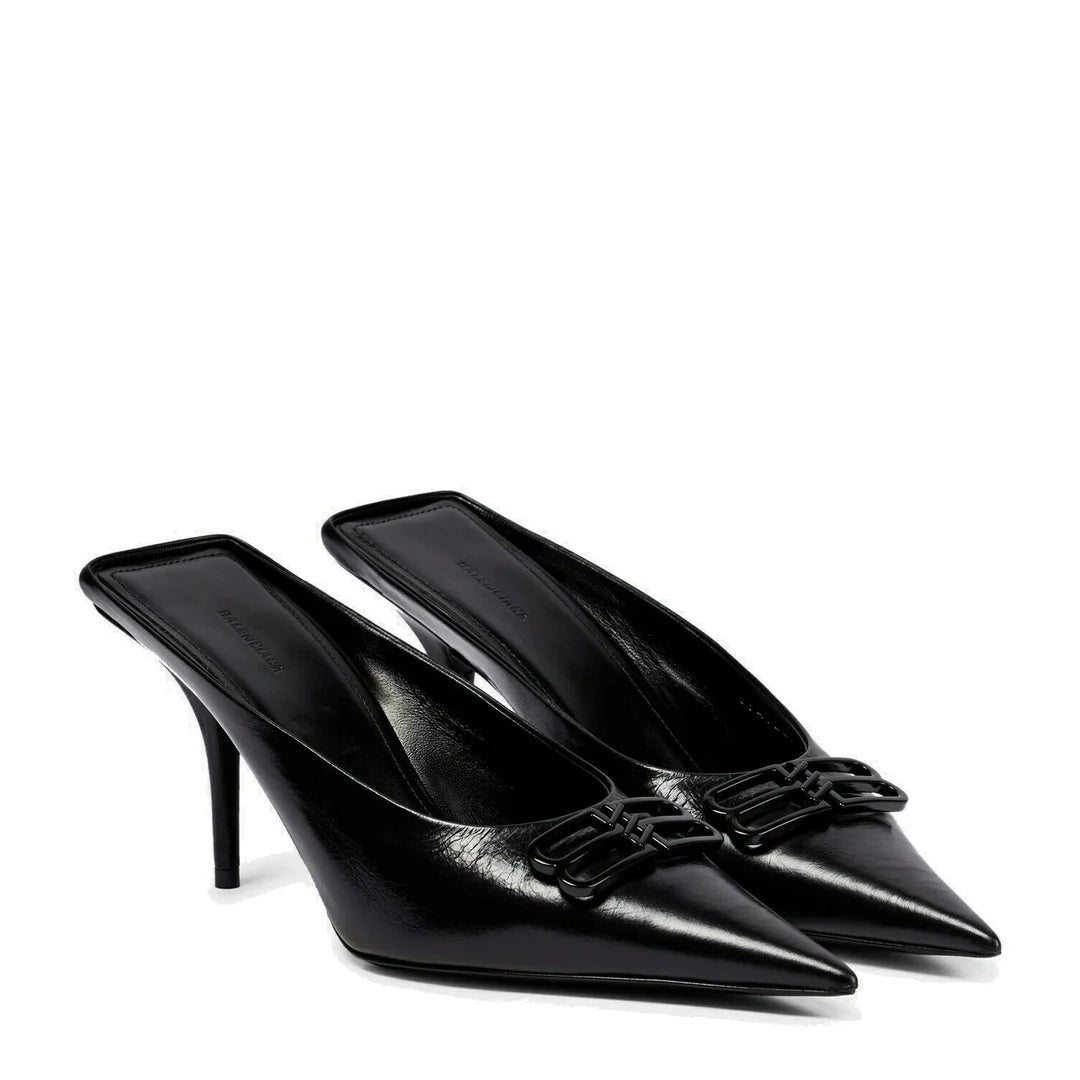 BALENCIAGA BB SQUARE KNIFE POINTED TOE PUMP BLACK