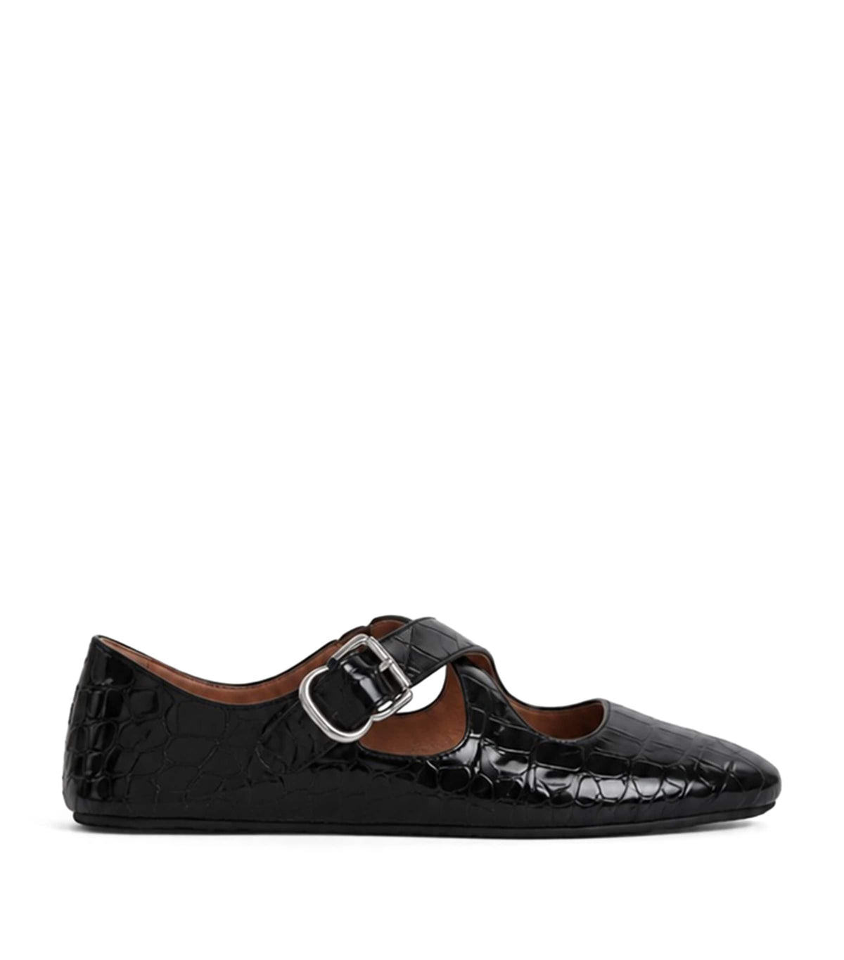 Alaïa Croc-Effect Leather Criss-Cross Ballet Flats