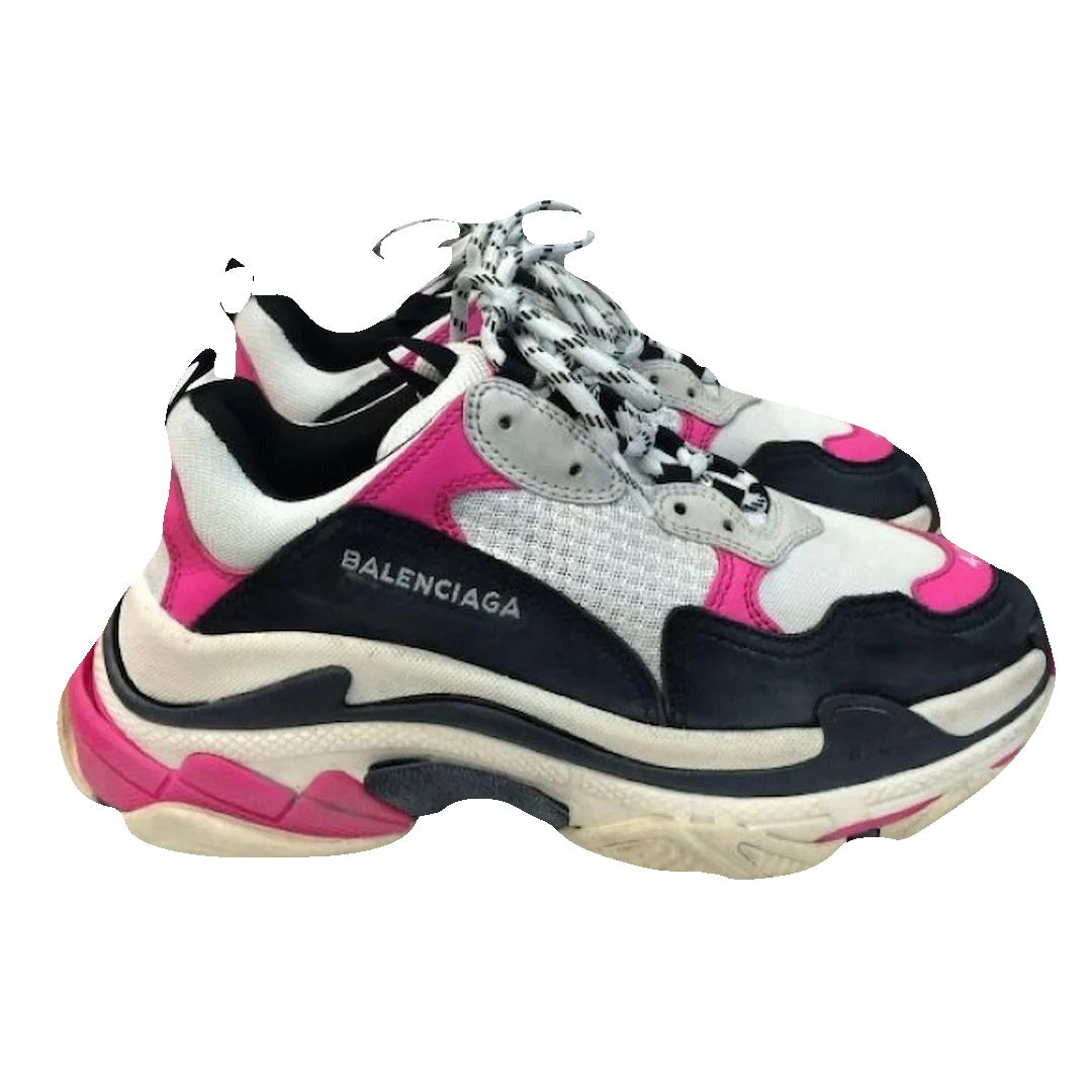 BALENCIAGA TRIPLE S SPORTS SHOES PINK & WHITE & BLACK