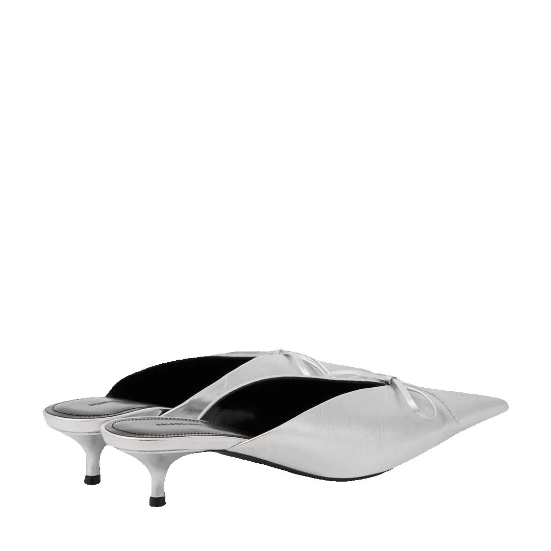 BALENCIAGA KNIFE MULES ROSE SILVER