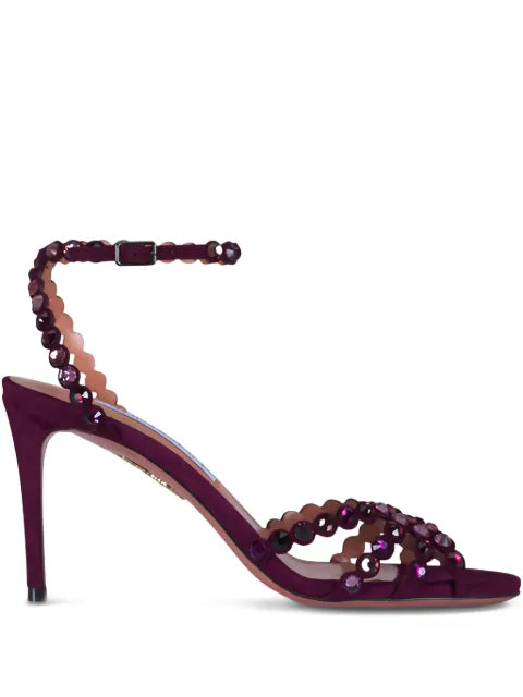 Aquazzura 90mm embellished scalloped-edges heeled sandals