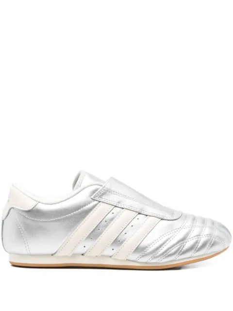 adidas three-stripe metallic-leather sneakers