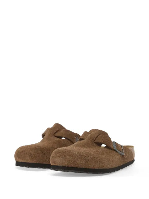 Birkenstock Boston calf suede buckle-fastening mules