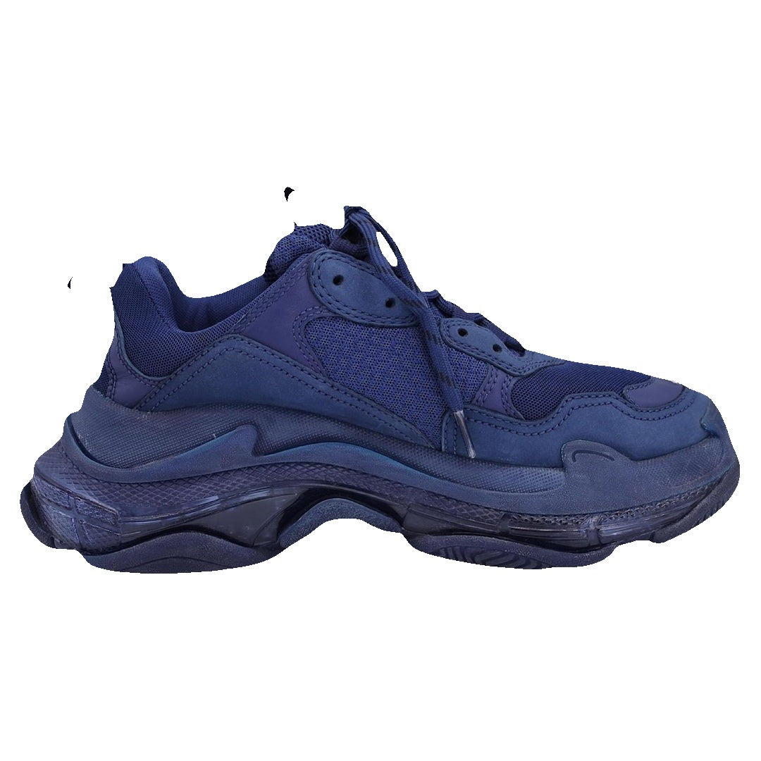BALENCIAGA TRIPLE S PANELED SNEAKERS BLUE