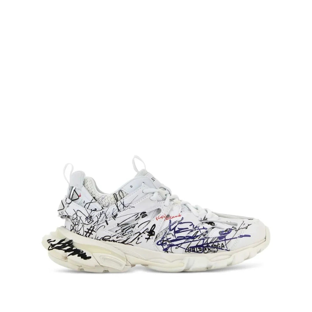 BALENCIAGA WHITE POLYURETHANE CHUNKY SNEAKERS WHITE WITH GRAFFITI