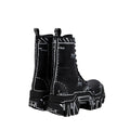 BALENCIAGA BULLDOZER LACE UP BOOTS BLACK WITH WHITE SKETCH PRINT
