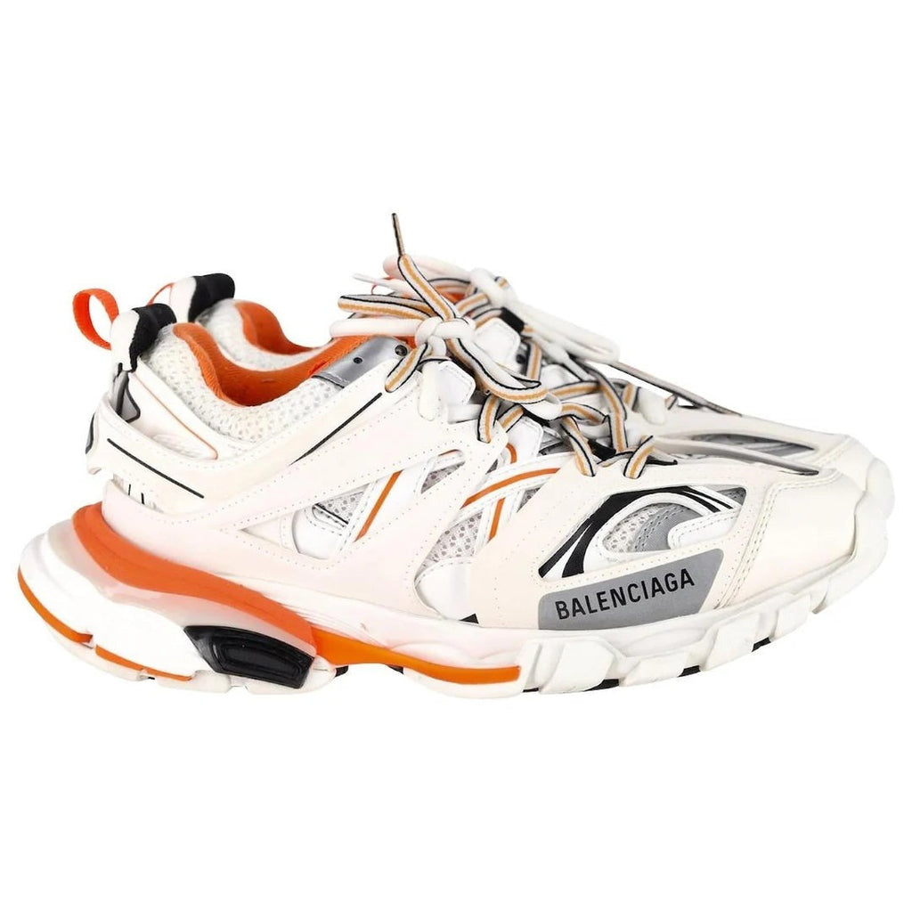 BALENCIAGA WHITE POLYURETHANE CHUNKY SNEAKERS WHITE & ORANGE